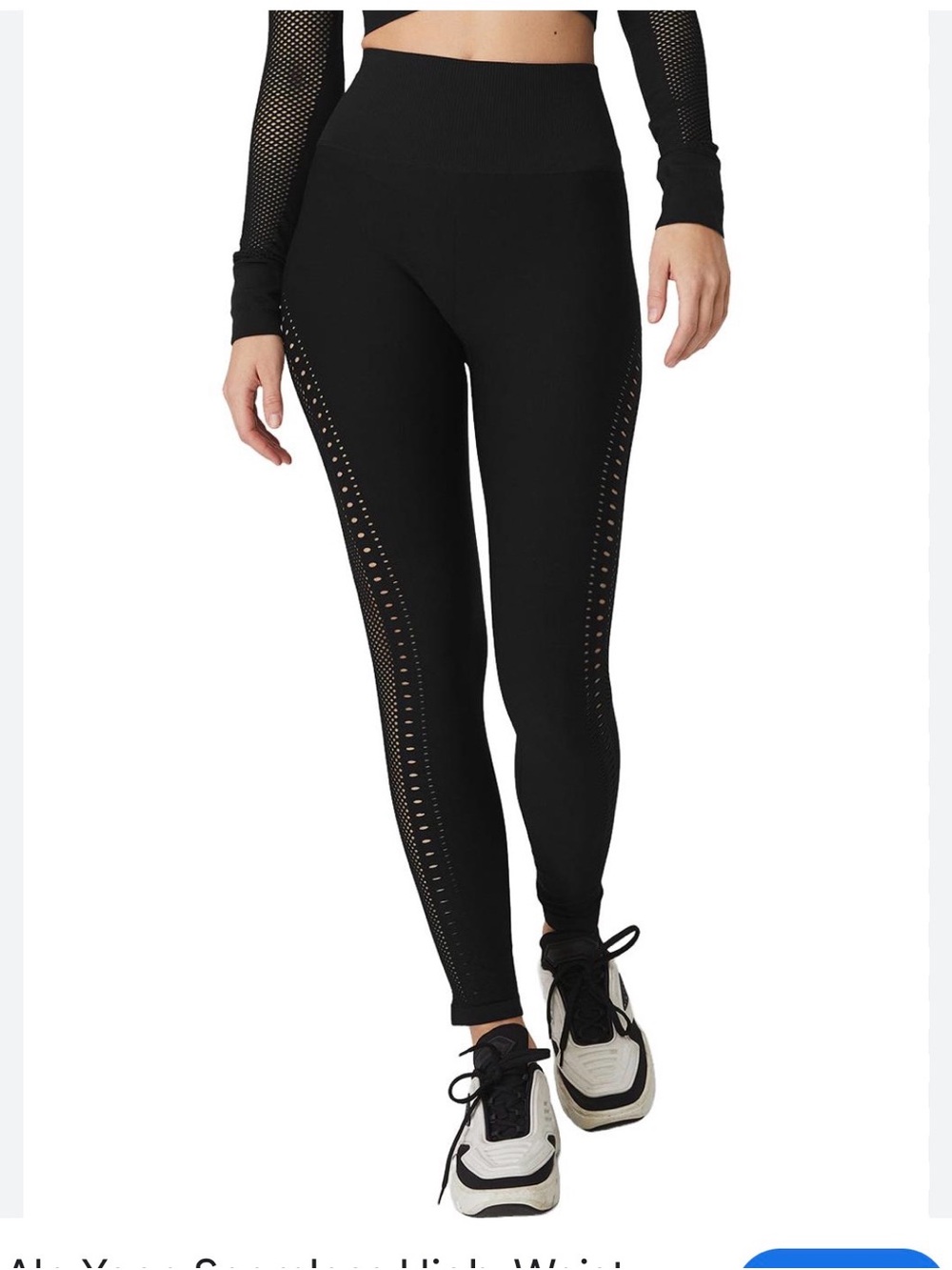 ALO YOGA SEAMLESS HIGH-WAIST 7/8 OPEN AIR LEGGING - black size XS